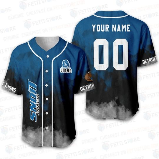 Personalized Detroit Lions Baseball Jersey, Retro Detroit Football Sport Jersey