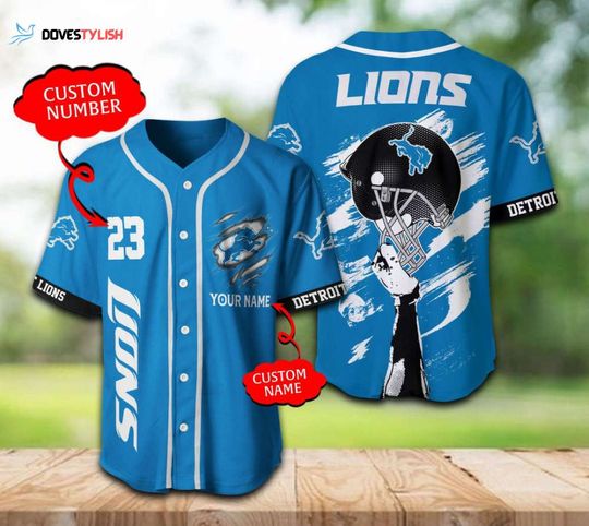 Personalized Detroit Lions Baseball Jersey, Lions Football Sport Jersey, Game Day