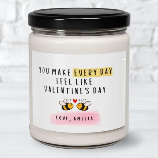 Personalized Valentines Candle, Custom Anniversary Gift Boyfriend, Valentines Day Gift for Him