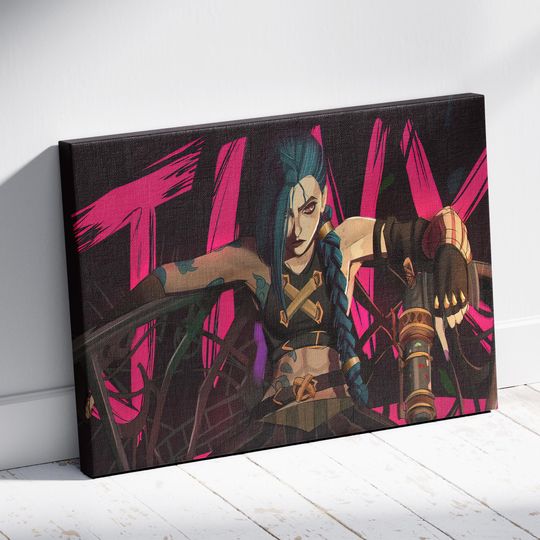 Jinx Canvas Art Print, League of Legends Inspired Wall Art, Magic Light Fantasy Poster