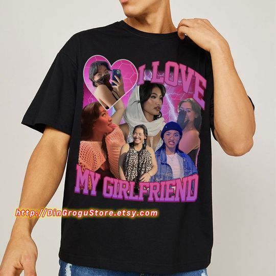Custom I Love My Girlfriend Photo Shirt, Graphic Tees For Men, Custom Valentine Shirt, Couple Matching Shirt, Couple Anniversary Shirt