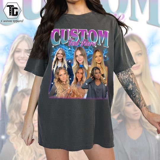 Vintage Custom Photos Rap Shirt, Customize Picture Idea Tee, Personalized Images Tees, Graphic Girlfriend Face Comfort Shirt