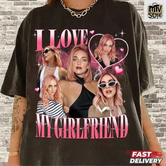 I Love My Girlfriend Shirt Custom Photo, Valentine Gift I Love My Girlfriend Custom Picture, Girlfriend Bootleg Tee Shirt, 90s Bootleg Shirt