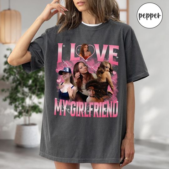 I Love My Girlfriend Shirt, Custom Photo Shirt, Valentine Gift For Girlfriend, I Love My Wife, Girlfriend Bootleg Shirt, 90s Bootleg Shirt
