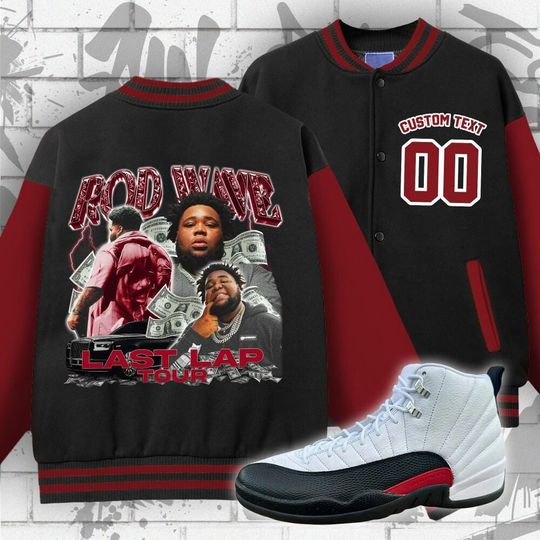 Custom Retro Red Taxi Unisex Varsity Jacket, Rd Wave Last Lap Tour