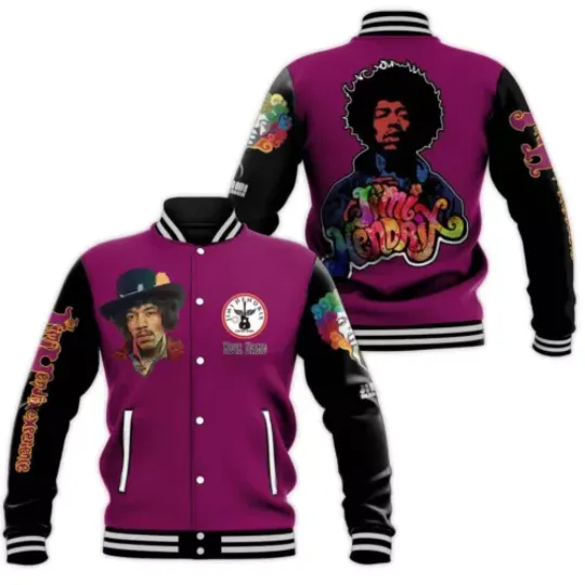 Jimi Hendrix, Baseball Jacket, Art, 70's Style, Retro Baseball Jacket