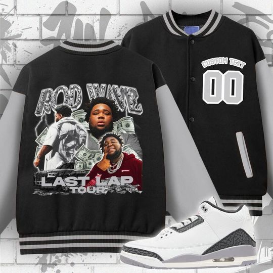 Discover Custom Cement Grey Unisex Varsity Jacket, Rd Wave Last Lap Tour