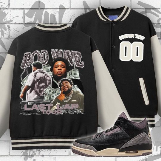 Custom Black Violet Ore Unisex Varsity Jacket, Rd Wave Last Lap Tour