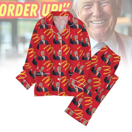 Trump Mac Pajamas, Funny Trump Fast Food Pajamas Set, Trump Support Team, Trump Maga Pj Set, Funny Trump Fries, Election 2024