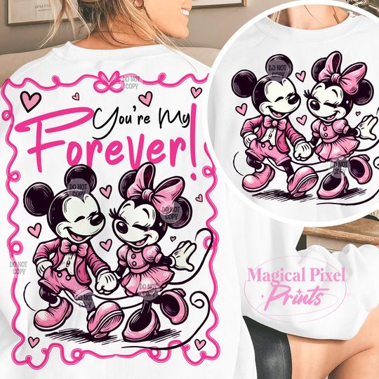 Coquette Valentine Couple Sweatshirt, Mouse Valentine Sweatshirt, Cute Valentines day Sweatshirt, Valentine Bow Sweatshirt, Pink Valentine Sweatshirt, Valentine love Sweatshirt