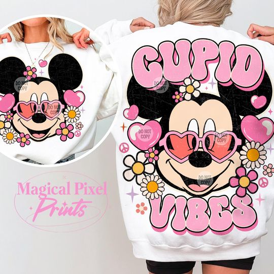 Cupid Vibes Sweatshirt, Mouse Valentine's Day Sweatshirt, Mouse And Friends Sweatshirt, Funny Valentine's Day Sweatshirt, Valentine's Day Sweatshirt