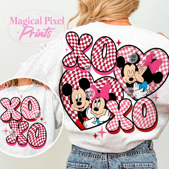 XoXo Sweatshirt, Checkered Valentines Sublimation, Funny Valentine's Day, Mouse Valentine's Day Sweatshirt, Valentines Couple Sweatshirt, Mouse Couple Sweatshirt