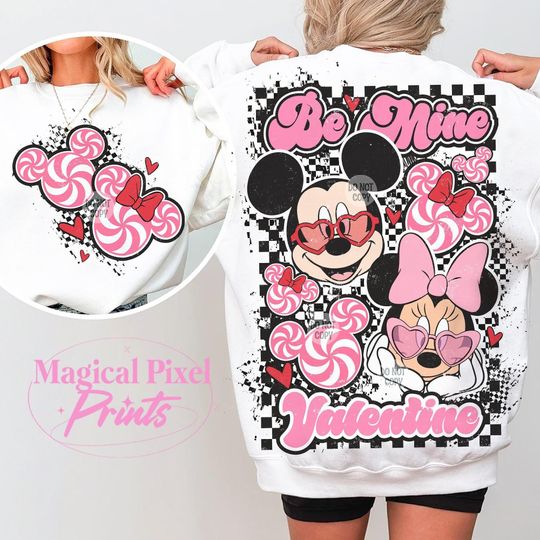 Be Mine Valentine Sweatshirt, Mouse Valentines Day Sweatshirt, Mouse And Friends Sweatshirt, Funny Valentines Day Sweatshirt,  Retro Valentines