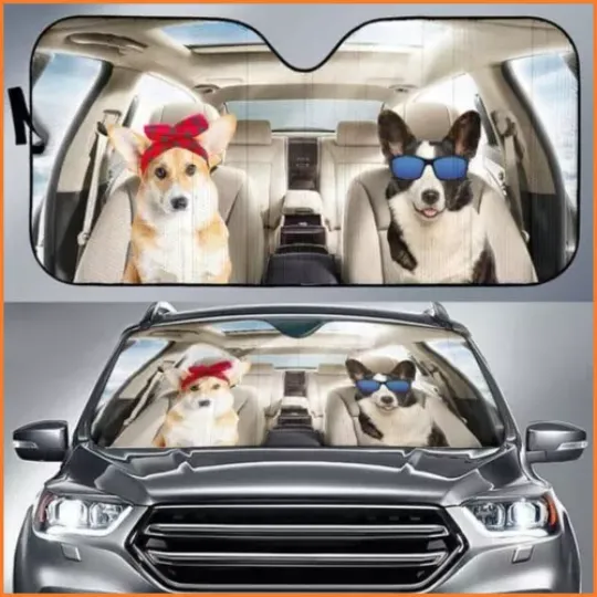 Corgi Family Auto Sun Shade Car Sunshade Automotive Sunshade