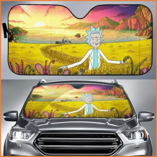 Rick In Farm Funny Rick  Rickandmorty Auto Sun Shade Car Sunshade Car Dashboard