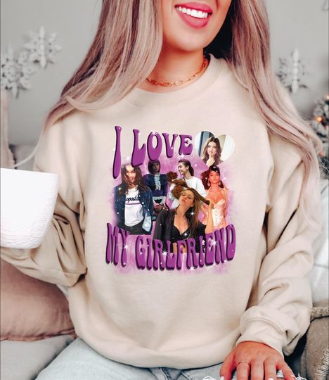 Custom I Love My Girlfriend Sweatshirt, I Love My Girlfriend Picture Sweatshirt, Valentine Day Sweatshirt, Girlfriend Bootleg Sweatshirt