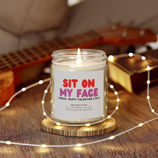 Sit On My Face Happy Valentine's Day Candle, Funny Valentine Candle Gift Idea, Boyfriend, Girlfriend, Husband, Wife, Adult Valentine Candle