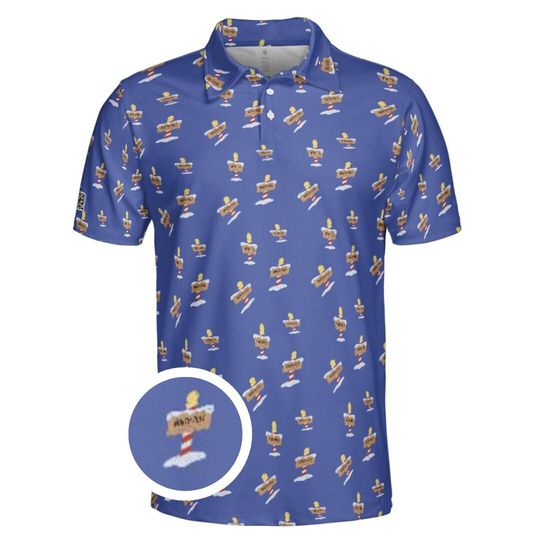 Blue North Pole Christmas golf polo shirt