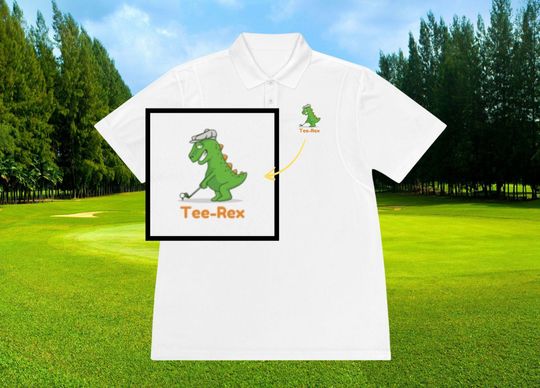 Men's Polo Shirt, Dinosaur Golf Tee-Rex Cute Golf Polo, Golf Lover Gift, Sports Shirt, Athletic Polo, Funny Golf Shirt, Golf Player Tee
