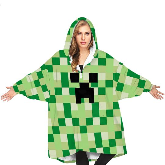 Minecraft Fleece Hoodie Blanket for Kids, Gifts for Gamers