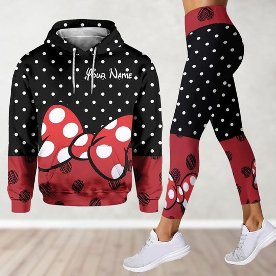 Custom Disney Minnie Mouse Hoodie And Leggings, Minnie Costume Cosplay, Intermational Women's Day Gift, Gift For Women