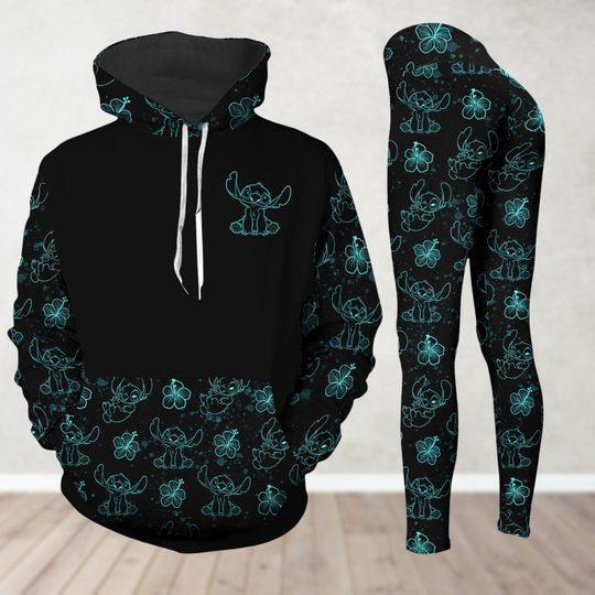 Stitch Neon Hoodie And Leggings, Intermational Women's Day Gift, Mother's Day Gift, Gift For Women