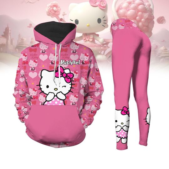 Hello Kitty Hoodie Legging, Personalized Kitty Birthday Shirt, Intermational Women's Day Gift, Mother's Day Gift, Gift For Women