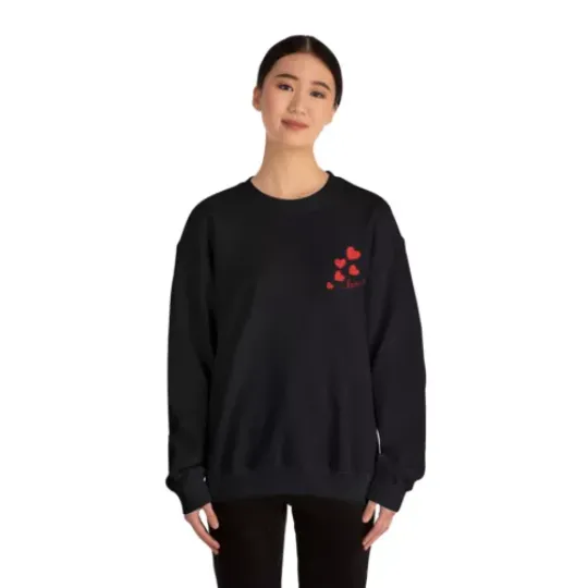 Embroidered Hearts & Love Sweatshirt, Valentine's Day Gift