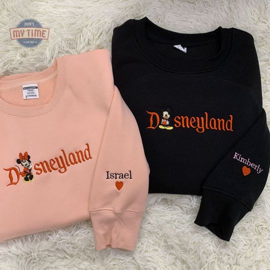 Embroidered Cartoon Mouse Couple Sweatshirt, Valentine's Day Gift