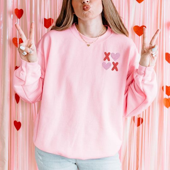 Embroidered Valentine's Day Sweatshirt, XOXO Sweatshirt