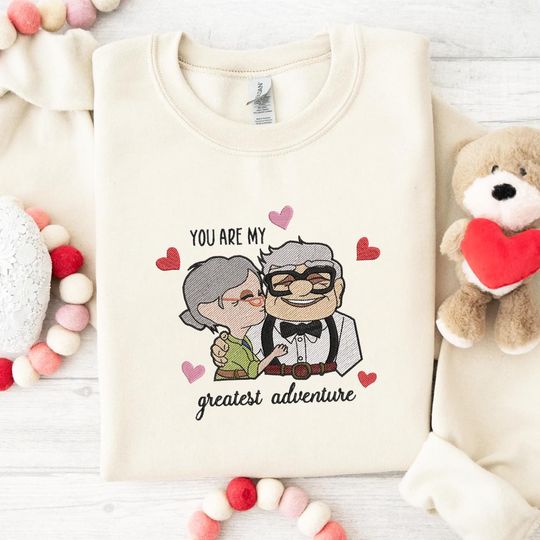 Cute Couple Valentine Embroidered Sweatshirt, Valentine's Day Gift