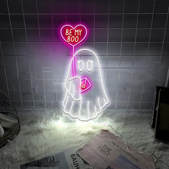Be My Boo Neon Sign, Ghost Neon, Valentines Day Neon Sign, XOXO Neon