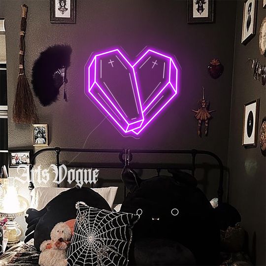 Coffin heart neon Sign, Valentinw Gift, Home Decor