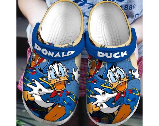Cute Donald Duck  Clogs, Donald Cartoon Clogs, Cartoon Clogs, Donald Clogs For Adult, Kid.