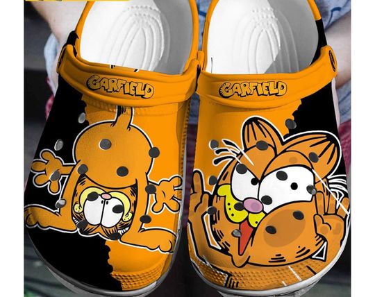 Cute Garfield Cat Clogs, Garfield Cartoon Clogs, Cartoon Clogs, Garfield Clogs For Adult, Kid.