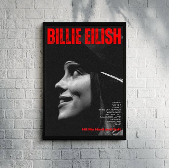 Billie Eilish Red Poster, Artist Poster, Hit Me Hard and Soft,  Music Poster