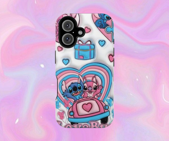 Valentine Stitch And Angle 3D Print Phone Case, Disney Collection Phone Case, Disney World