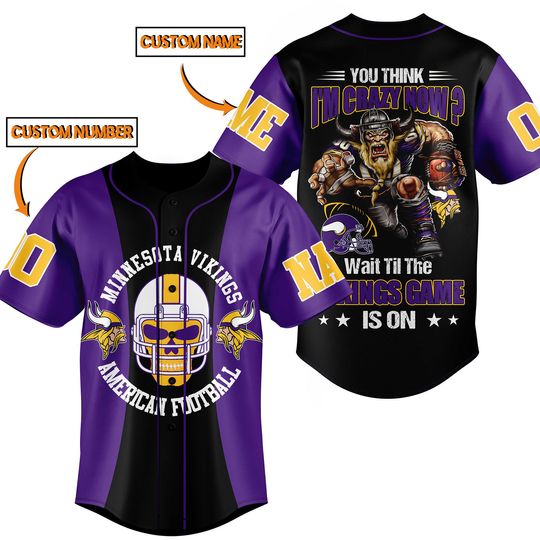 Personalized Vikings Football  Baseball Jersey, Vikings American Football Jersey, Game Day Football