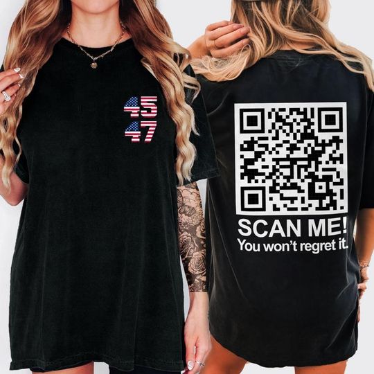 Trump Dance QR Code T Shirt, Viral Trump Dance YMCA qr Code Shirt, Trump Dance Prank Shirt, Back Print Republican Tee. Trump MAGA 2024