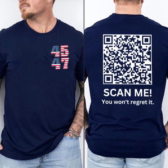 Trump Dance QR Code T Shirt Viral Trump Dance YMCA qr Code Shirt Trump Dance Prank Shirt Back Print Republican Tee Trump MAGA Election 2024