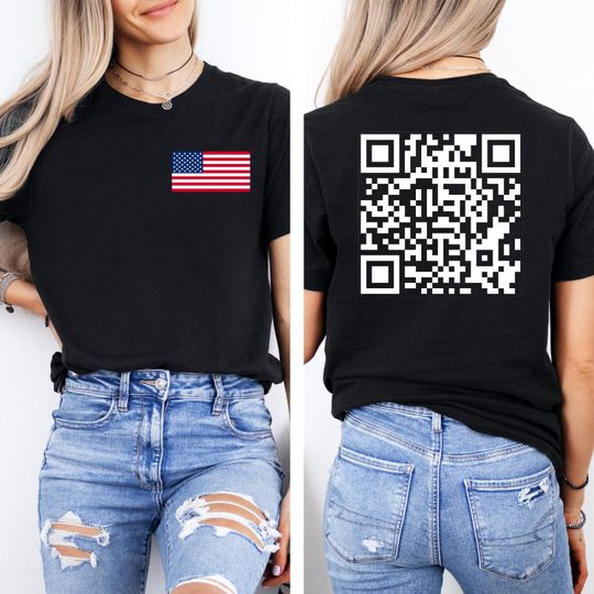 Trump Dance QR Code T Shirt Viral Trump Dance YMCA qr Code Shirt Trump Dance Prank Shirt Back Print Republican Tee Trump MAGA Election 2024