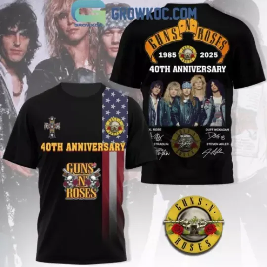 Guns N’ Roses 1985-2025 40th Anniversary Show Tour T-Shirt 3D