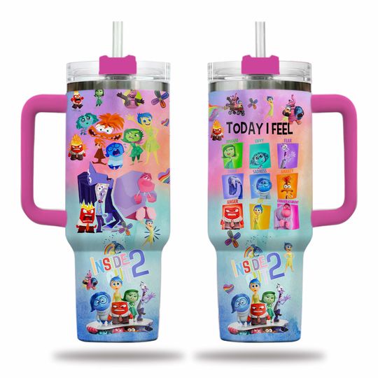 Inside Out 2 Tumbler 40Oz, Disneyland Trip, Emotions Stainless Tumbler, Inside Out 2 Merch, Disney Pixar Fan Gift, Halloween Gift