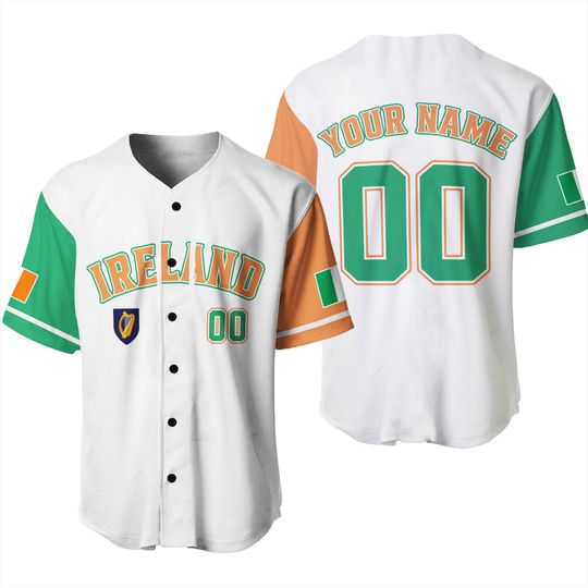 Ireland Flag Irish Coat Of Arms Custom Name Number 3D Baseball Jersey