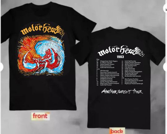 Perfect Motorhead 1983 Tour Another Vintage Tee T-Shirt Black Double Side