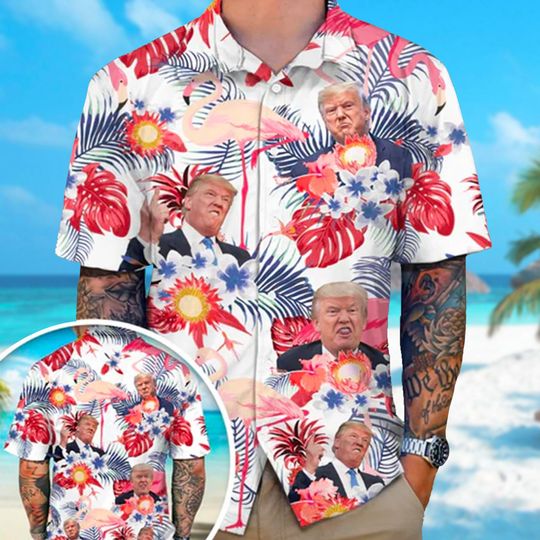 Tropical President Trump Hawaiian Shirt, Trump Patriotic Hawaiian Shirt, Republican Hawaiian Shirt