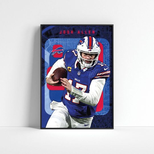 Josh Allen Poster, Buffalo Bills Poster, Football Prints, Sports Home Decor