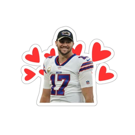 Red Heart Josh Allen Sticker , In My Football Era Merch, Buffalo Bills Sticker, Funny Bills Mafia football Crush sticker, I heart Josh Allen