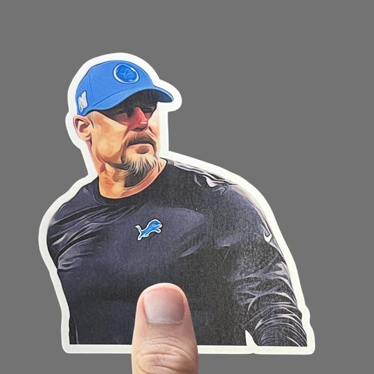 Dan Campbell Sticker, MCDC Detroit Lions Sticker, Lions Christmas football