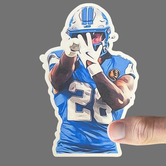 Jahmyr Gibbs Sticker, Detroit Lions Sticker, Lions Christmas football